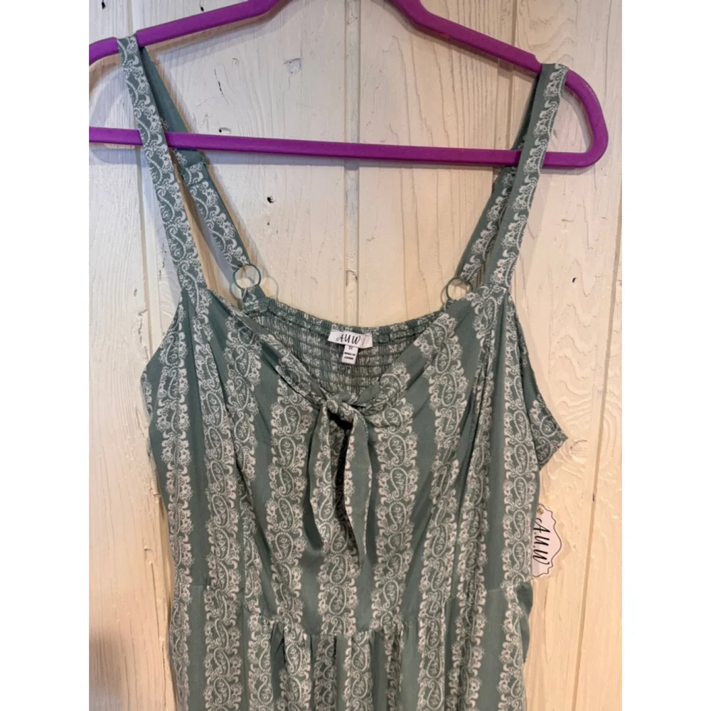 AUW Jumpsuit Green White soft and stretchy Size 1X - Picture 2 of 12